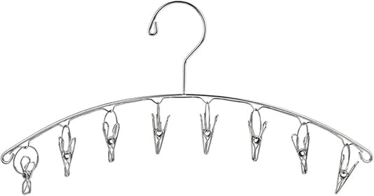 DurReus Reusable Stainless Steel Drying Rack Laundry Drip Hanger 8 Clips Closet Organizer for Hanging Lingerie,Underwear,Clothes Disapers,Mitten,Socks,Hats,Bras,Skirts,Scaf