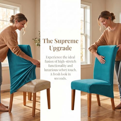 Deisy Dee Stretch XL/Oversized Extra Large Velvet Dining Room Chair Covers - Image 4