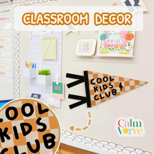 Playroom Banner Cool Kids Club Felt Banner, Checkered Wall Hanging Decor - Image 6