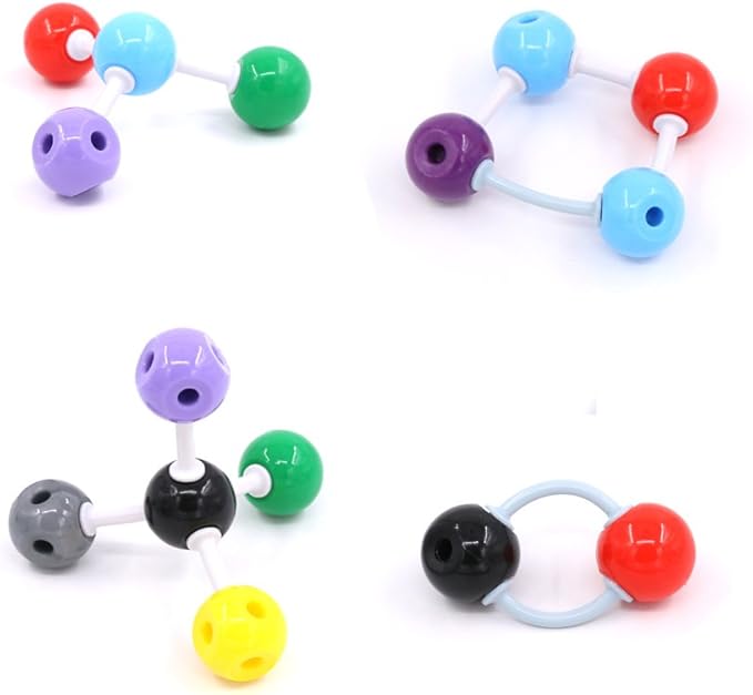 Swpeet 252 Pcs Molecular Model Kit for Inorganic & Organic Molecular Model Teacher and Student Kit - 86 Atoms & 153 Links & 12 Orbitals & 1 Short Link Remover Tool