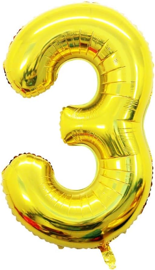 GOER Gold Foil Balloons Number 3,Huge Number Balloons for 3rd Birthday Party Supplies Anniversary Decorations(3 pcs,42 inch,32 inch,16inch)
