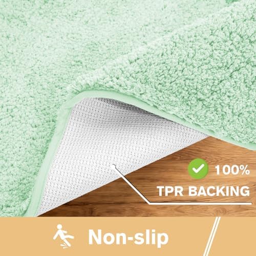 Polyester Bathroom Rug 30"x50" Light Green, Large Soft Bath Mat - Image 5