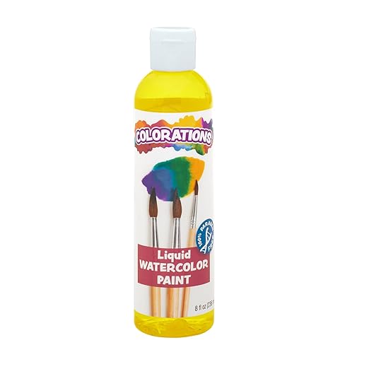 Colorations Liquid Watercolor Paint, 8 fl oz, Yellow, Non-Toxic, Painting, Kids, Craft, Hobby, Fun, Water Color, Posters, Cool effects, Versatile, Gift
