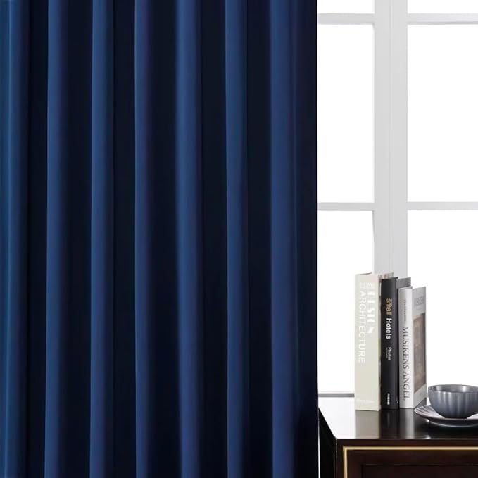Joydeco Blackout Curtains 84 Inch Length 2 Panels Set, Black Out Curtains for Bedroom, Room Darkening Drapes for Living Room Window (W37 x L84 Inch, Navy Blue)