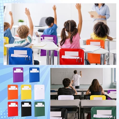 2 Pcs Purple Chair Pockets for Classroom 18 x 14 Inch Back Organizer Seat - Image 4