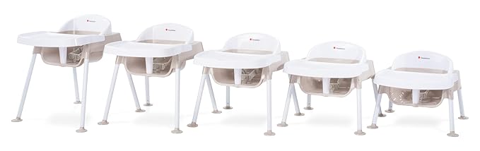 Foundations Secure Sitter Feeding Chairs Multipack, No-Tip Feet, 3-Point Adjustable Harness, Removable Tray, Easy to Clean, Stackable Feeding Chairs, 3 Pack (5 inch)