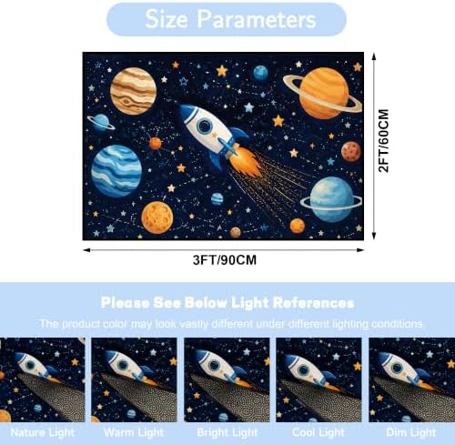kxry Kids Galaxy Planet Entry Rug Outer Space Rocket Soft Floor Carpet 2X3 - Image 2