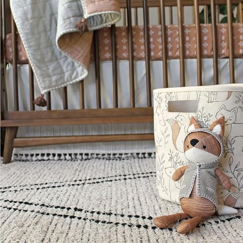 Crane Baby Fabric Round Nursery Storage Basket, Toy Storage, Woodland Nursery - Image 4