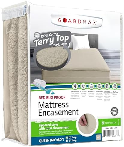 Guardmax Queen Mattress Encasement Zippered, 100% Waterproof Mattress Protector by Guardmax