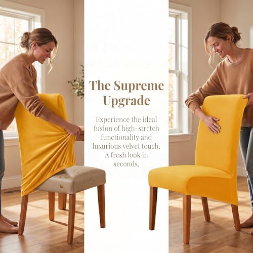 Deisy Dee Stretch XL/Oversized Extra Large Velvet Dining Room Chair Covers - Image 4