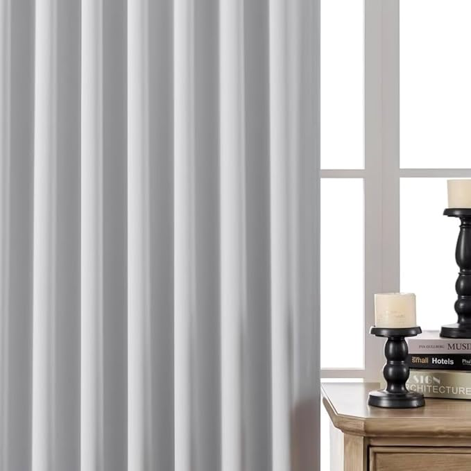 Joydeco 96 Inch 60% Blackout White Curtains 2 Panels,Elegant Soft Sheer Curtains for Bedroom,Thermal Insulated Black Out Drapes for Living Room,Rod Pocket Back Tab Drapes(W37 x L96 Inch,Greyish White)