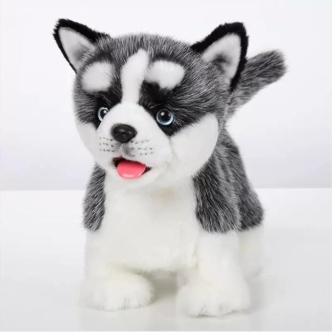 Electronic Walking Siberian Husky Stuffed Dog Toy, Realistic Interactive Puppy Pet Dog, Walking, Barking,Wagging Tail & Talking,Present Pet Gifts for Year Boys Girls
