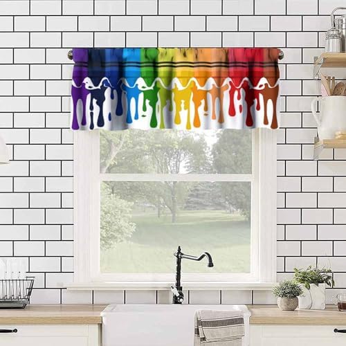 Colour Pigment Valance Curtain for Kids Room Cartoon Rainbow Toddler Abstract - Image 2