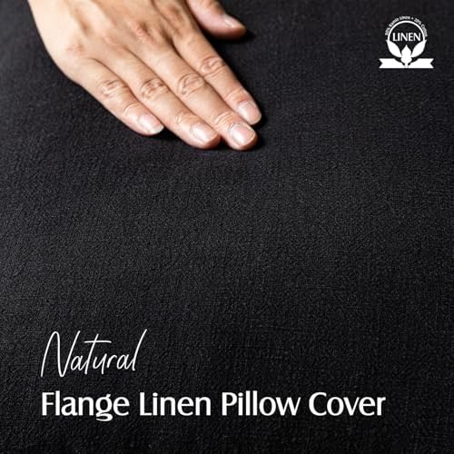 Foindtower Linen Solid Decorative Throw Pillow Covers 24x24 Inch Black - Image 2