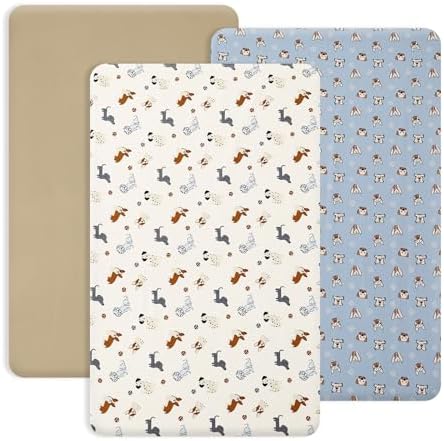 PHF 3 Pack Soft Mini Crib Sheets, Pet Dogs Pack N Play Sheets by PHF