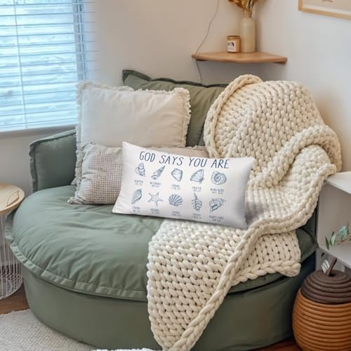 Blue Coastal Beach Christian 12x20 Pillow Cover, God Says You are Ocean - Image 5