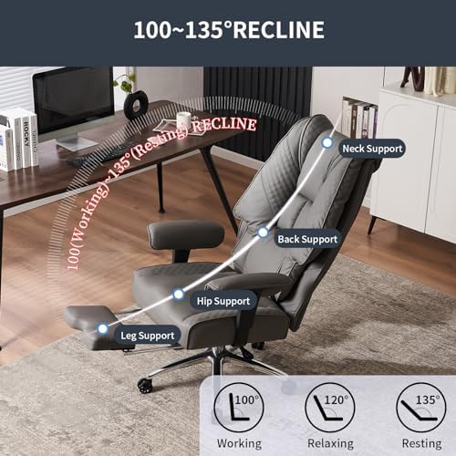EXCEBET Big and Tall Office Chair 400lbs Wide Seat, Leather High Back Executive - Image 5