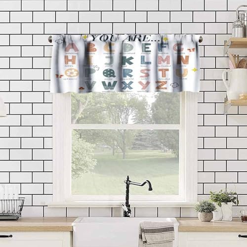Alphabet Valances Curtain Education Inspirational Quotes Pattern Window - Image 4