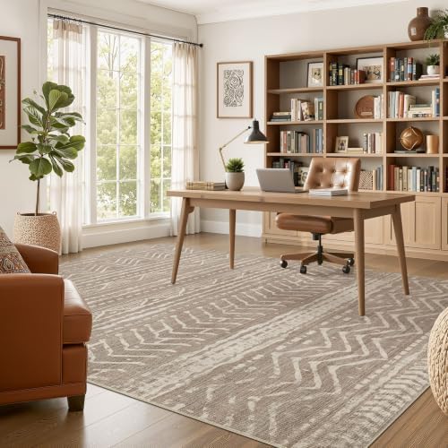 Nakagishi Boho 5x7 Area Rug Living Room Rugs Machine Washable Dark Brown - Image 5