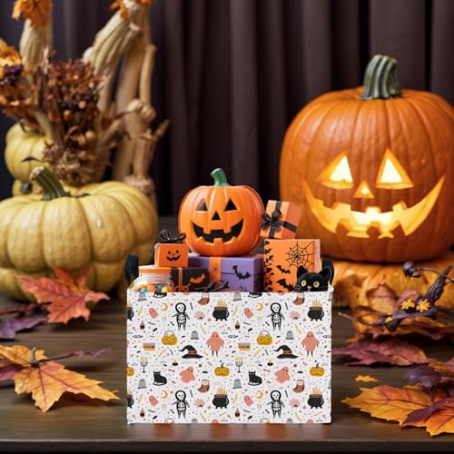 Large Halloween Basket Gift Cute Pumpkin Ghost Parties Decor Kid Trick or Treat - Image 7