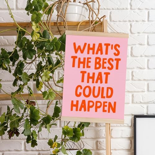 DNEULYR What's the Best That Could Happen Pink Preppy Wall Art Poster Framed - Image 4