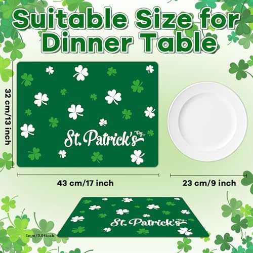 St. Patrick's DayPlacemats Set of 6 Shamrock Plastic Table Mat 17×13×0.04in - Image 2