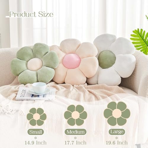 Kcvvcr Sage Green Flower Pillow, 17.7" Cute Flower Shaped Floor Pillow - Image 2