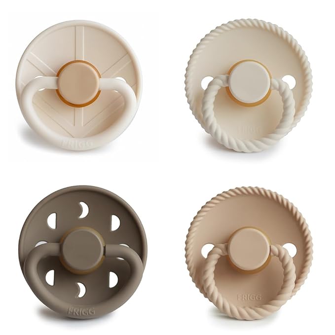 FRIGG Natural Rubber Baby Pacifier 4-Pack Crystal Sparkle | Made in Denmark | BPA-Free (0-6 Months)