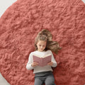OLANLY Rust Red Round Rugs for Bedroom by OLANLY
