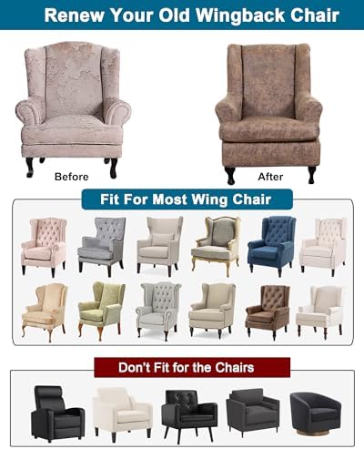 CRFATOP Wingback Chair Covers Stretch Armchair Slipcovers - Image 4