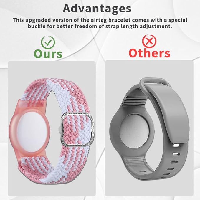 2 Pack Kids Bracelet Compatible with AirTag, GPS Kid Tracker Holder Braided Wristband for Apple Air Tag, 2022 Upgraded Nylon Adjustable Anti Lost Watch Band Fits Airtag for Kids Children Elders