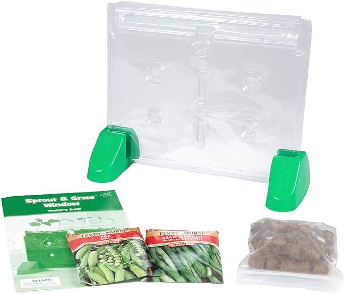 Educational Insights Sprout & Grow Window - See-Through Sprouts Growing Kit, Kids Gardening Set, Starter Science Kits for Kids, Root Viewer, Interactive Homeschool or Classroom Planter, Ages 5+