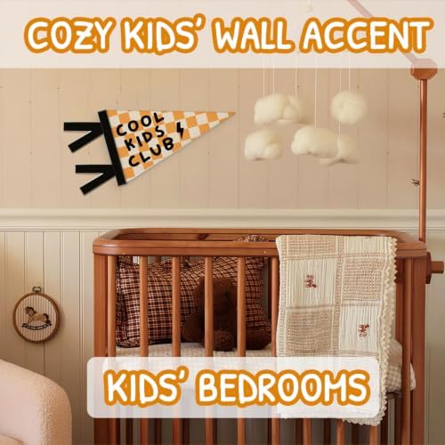 Playroom Banner Cool Kids Club Felt Banner, Checkered Wall Hanging Decor - Image 3