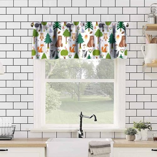 Jungle Animal Valance Curtains Woodland Animals Forest Print Window Treatment - Image 4