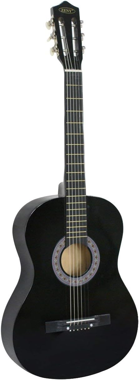 Smartxchoices 6 String 38" Acoustic Guitar Bundle with Gig Bag Strap Pitch Pipe Extra Strings Set Pick for Beginners Starter Kids Girls Youths Students Right-handed (Black)