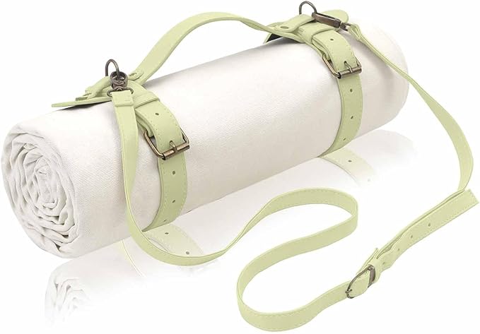 4’9” x 6’3” White Lightweight Water-Resistant Canvas Mat – Picnic, Outdoor, Beach, Park, Camping, Toy Mat