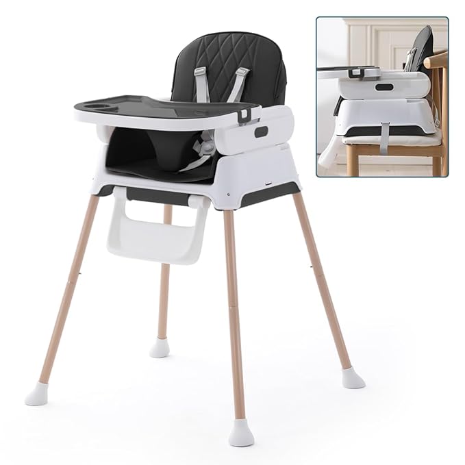 3 in 1 Baby High Chair,Adjustable Convertible Baby High Chairs for Babies and Toddlers,Black
