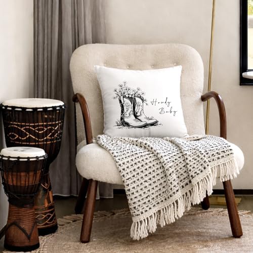 Floral Western Cowboy Boots Pillow Covers 18x18, Western Home Room Decor - Image 4