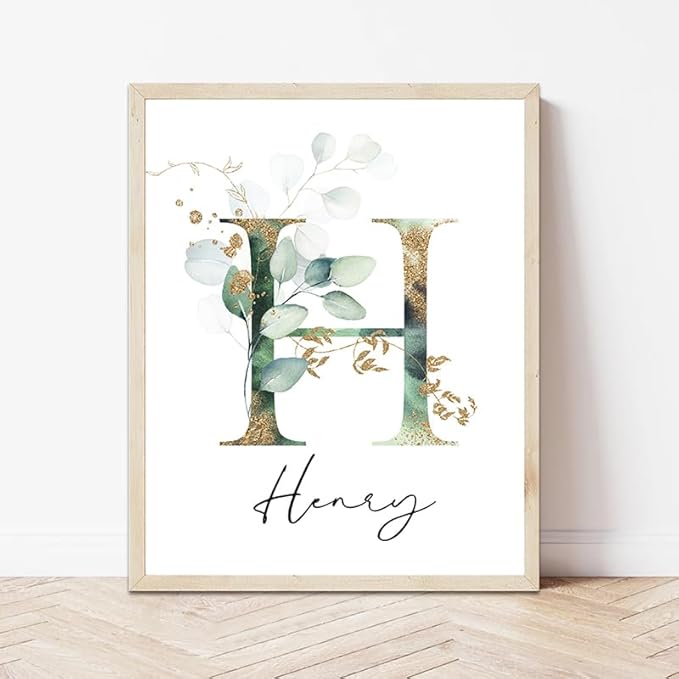 IZI POD Personalized Wooden Name Sign, Floral Monogram Nursery, Eucalyptus tree, Nursery Name Sign Boho Floral Pattern, Baby Name Sign, Wooden name signs for nursery, Wildflower Decor gift/16