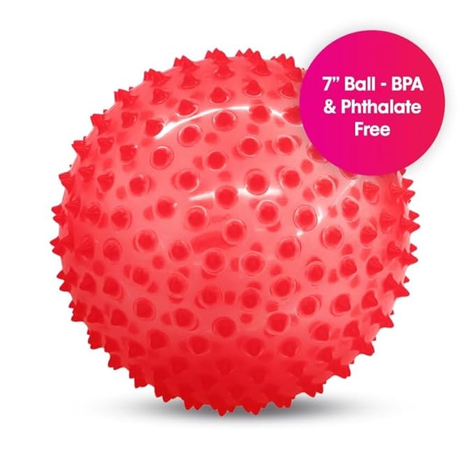 Edushape Original Sensory Ball for Baby - 7" Transparent Red, Enhances Gross Motor Skills for Kids 6 Months & Up