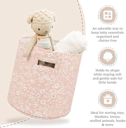 Sorrel + Fern Nursery Storage Basket, Soft Collapsible Fabric Toy Bin, - Image 4