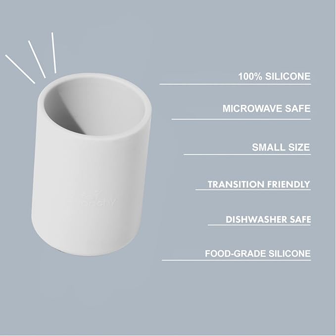 Avanchy Silicone Training Cup – 12 oz Open Cup for Toddlers and Infants – Ideal for Baby Led Weaning and Transitioning from Bottles, Gray
