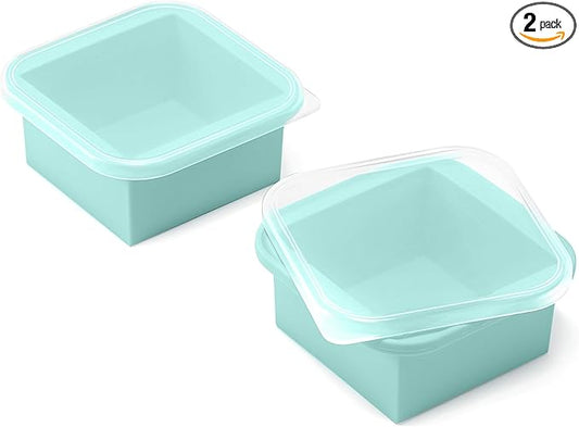 2-Cup Silicone Freezer Trays with Lids – Perfect for Meal Prep, Portion Control, and Easy Freezing-Meal Prep Container Molds for Soup,Leftovers (Bondi Mint, 2 Pack)