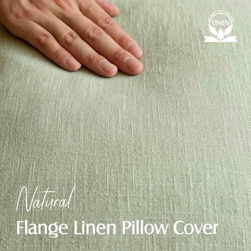 Foindtower Linen Solid Decorative Throw Pillow Cover 22x22 Inch Light Green - Image 2