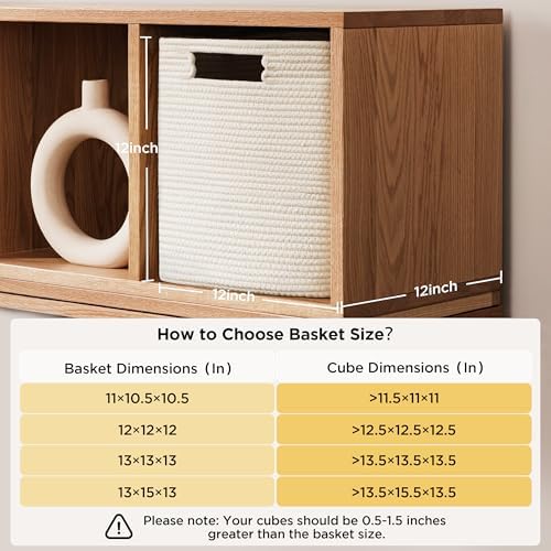 UBBCARE Set of 4 Storage Basket-12 X 12 X 12 in, Cotton Rope Baskets - Image 2