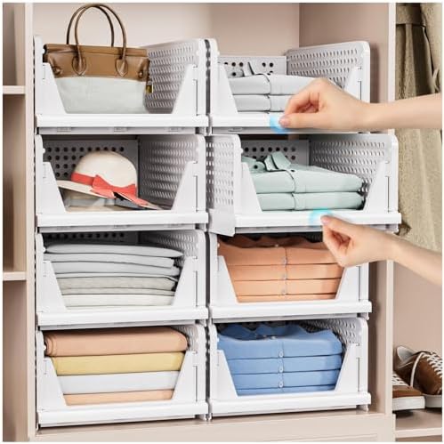 caktraie 5 Pack Stackable Closet Storage Basket - Image 2