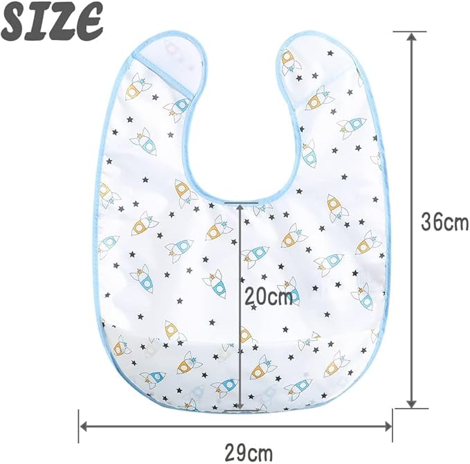Baby bibs Waterproof Toddler bib - Feeding bib with Pocket for Infant Boy Girl Washable 6-36M