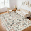 6x9 Area Rugs Boho Floral Washable Living Room Rug Neutral Carpet Nursery by Yidanamy