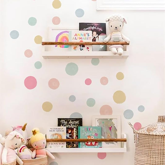 Colorful Polka Dot Wall Decals 36 PCS, Watercolor Dots Wall Sticker for Girls Bedroom Removable Wall Decals Nursery Kids Room Decor (6 Sheets)