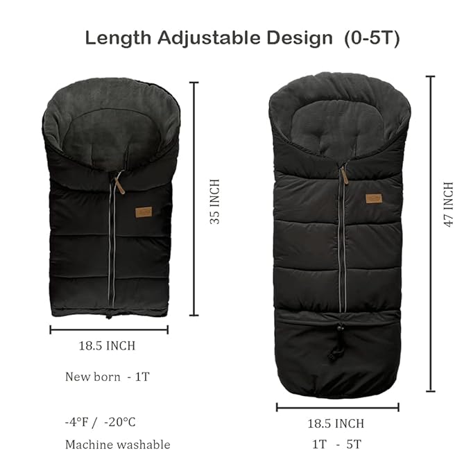 funlife Universal Stroller Bunting Bag for 0-5T with Length Extension,Ultra Soft Waterproof Outdoor Sleeping Bag with Hoodie,Warm Winter Stroller Blanket for Infant Toddler